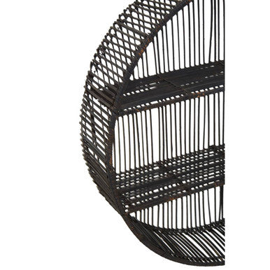 Large Black Rattan Wall Shelf