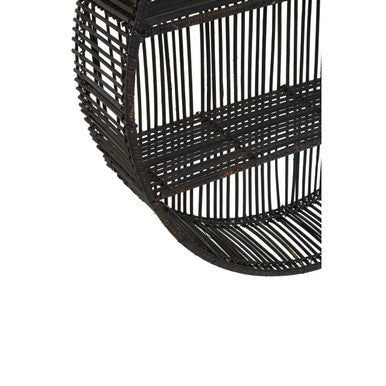 Large Black Rattan Wall Shelf