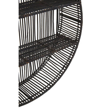 Large Black Rattan Wall Shelf
