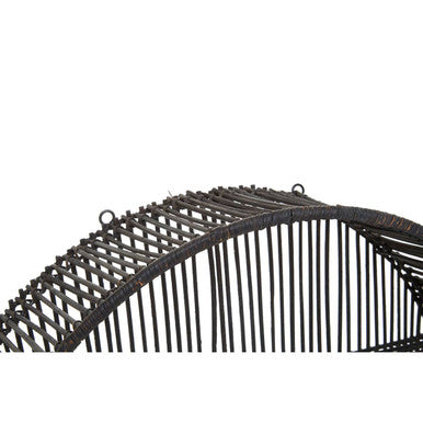 Large Black Rattan Wall Shelf