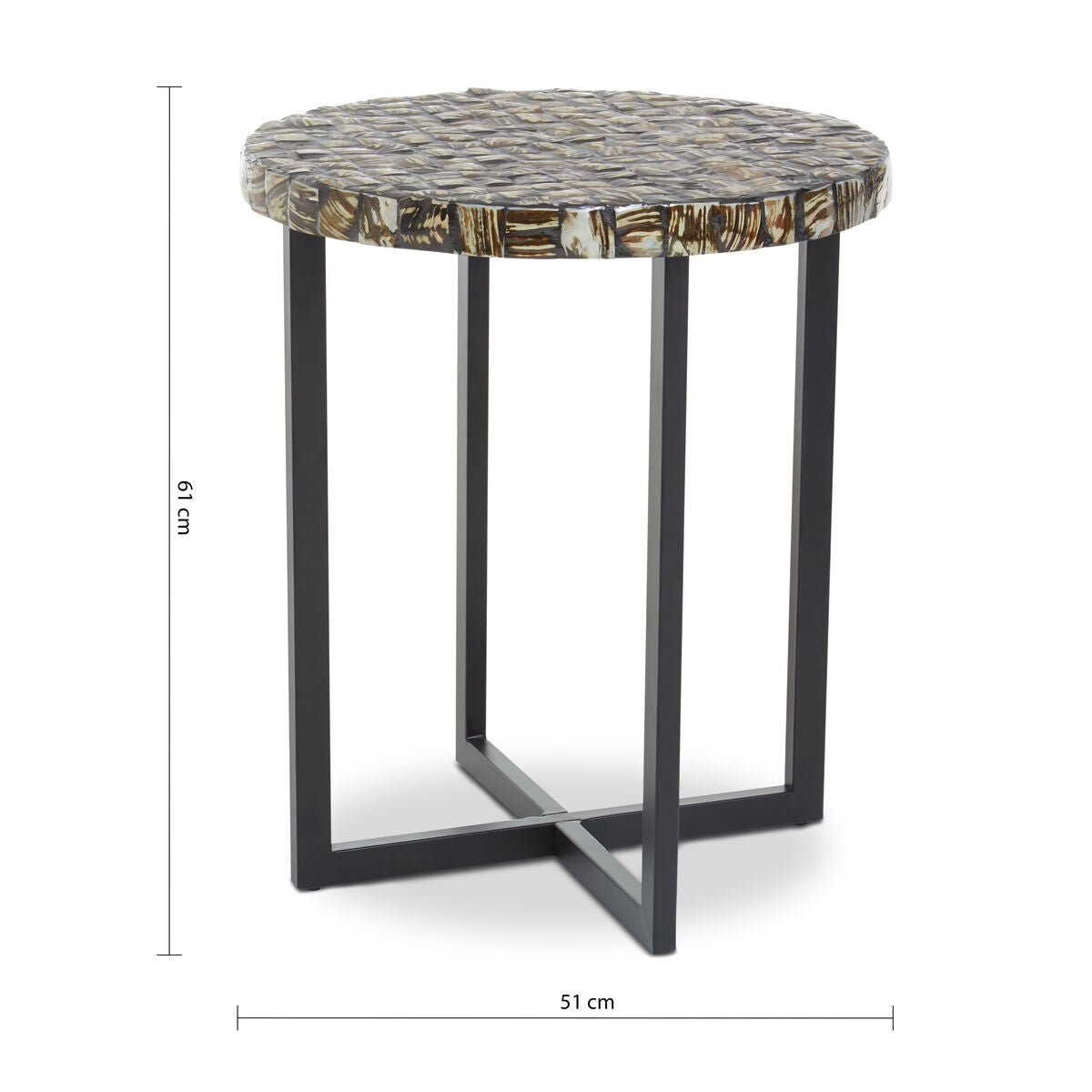 Mother of Pearl Inlay Round Side Table