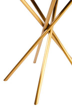 Natural Wooden and Gold Finish Round Side Table