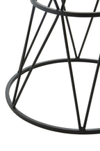 White Marble Top Side Table with Black Triangular Iron Base