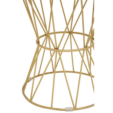 White Marble Top Side Table with Gold Iron Wireframe Base