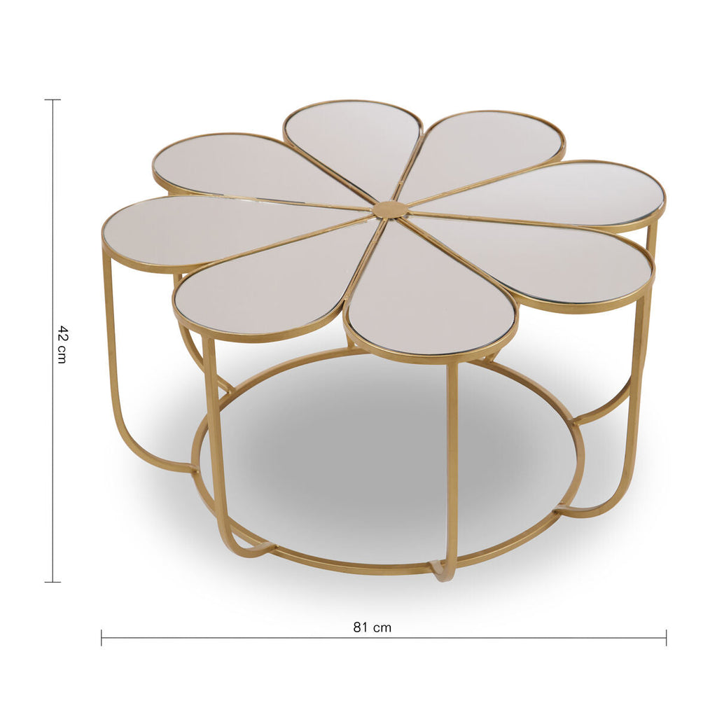 Mirrored Top Petal Design Coffee Table