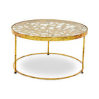 Butterfly Round Coffee Table with Glass Top and Gold Finish