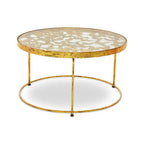 Butterfly Round Coffee Table with Glass Top and Gold Finish