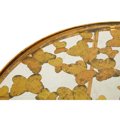 Butterfly Round Coffee Table with Glass Top and Gold Finish