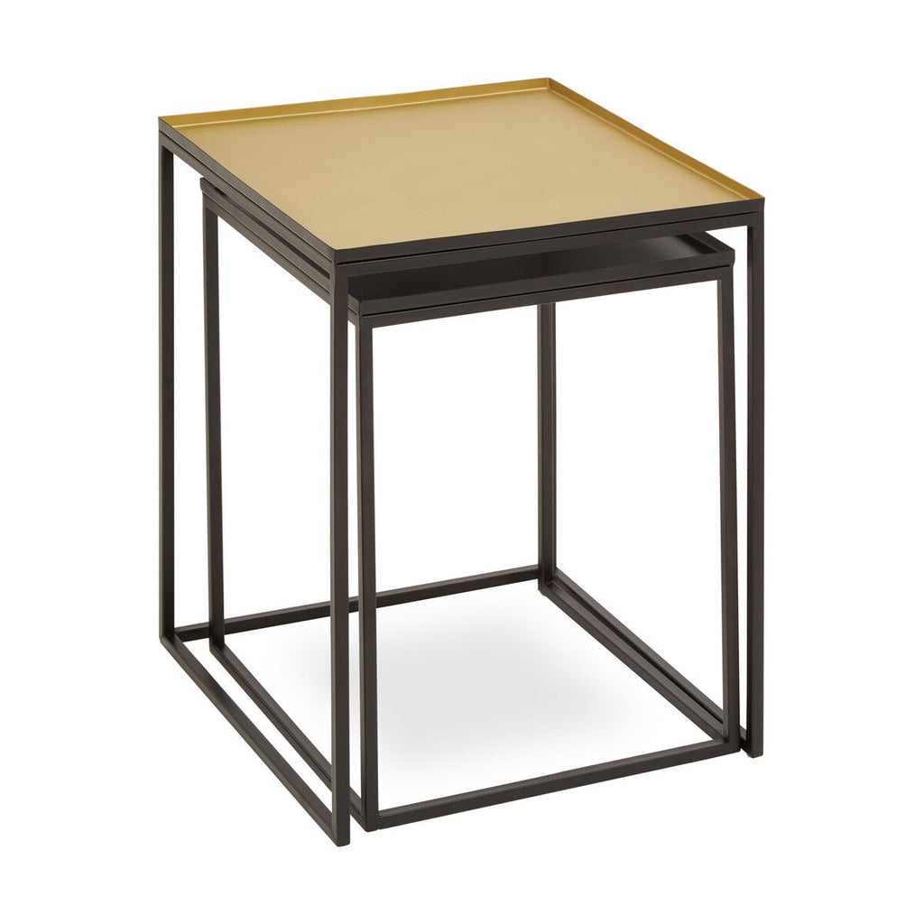 Gold and Silver Set of 2 Nesting Side Tables with Multi-Size Tabletops