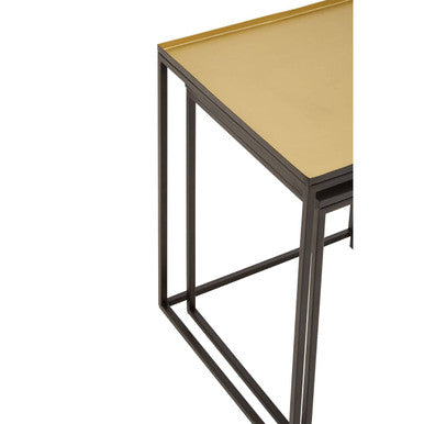 Gold and Silver Set of 2 Nesting Side Tables with Multi-Size Tabletops