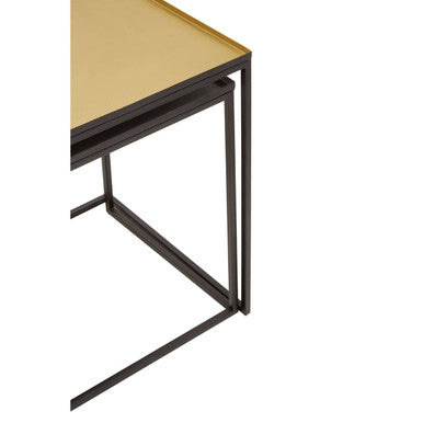 Gold and Silver Set of 2 Nesting Side Tables with Multi-Size Tabletops