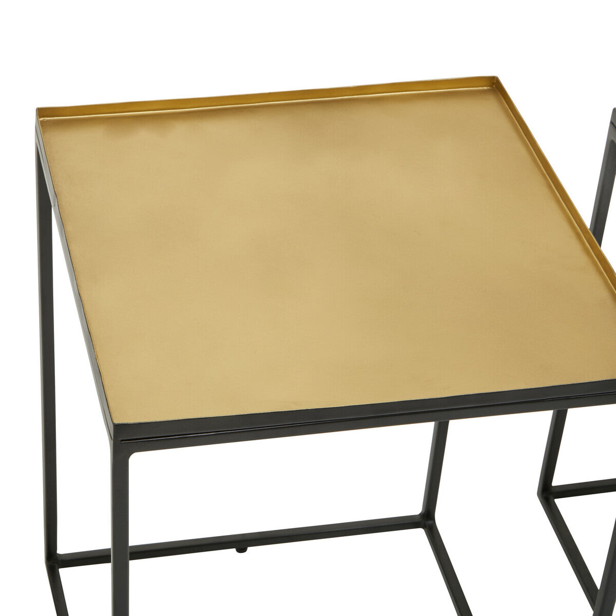 Gold and Silver Set of 2 Nesting Side Tables with Multi-Size Tabletops