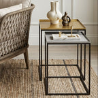 Gold and Silver Set of 2 Nesting Side Tables with Multi-Size Tabletops
