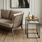 Gold and Silver Set of 2 Nesting Side Tables with Multi-Size Tabletops