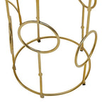 Gold Warm Metallic Finish Set of 2 Side Table with Multi Circle Pattern
