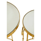 Gold Warm Metallic Finish Set of 2 Side Table with Multi Circle Pattern