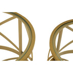 Gold Mirrored Top Set of 2 Side Tables with Diamond Pattern Frames