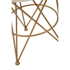 White Rounded Marble Top Side Table with Gold Brass Finish Intersecting Legs