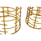 Set of 2 White Marble Tops Round Nesting Tables with Gold Metallic Base