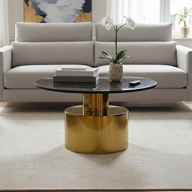 Black Marble Round Coffee Table