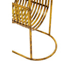 White Marble Top Side Table with Curved Magazine Rack and Gold Metallic Frame