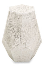 Silver Finish Drum Style Side Table