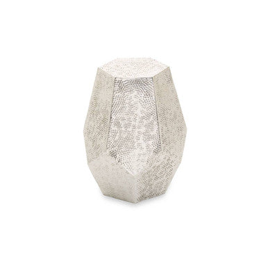 Silver Finish Drum Style Side Table