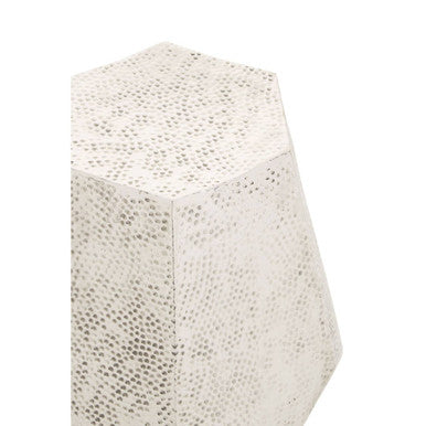 Silver Finish Drum Style Side Table