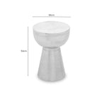Polished Silver Aluminium Accent Table with Tapered Base and Subtle Hammered Detail