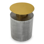 Grey Metal Straight Base Accent Table with Warm Metallic Gold Top