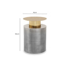 Grey Metal Straight Base Accent Table with Warm Metallic Gold Top