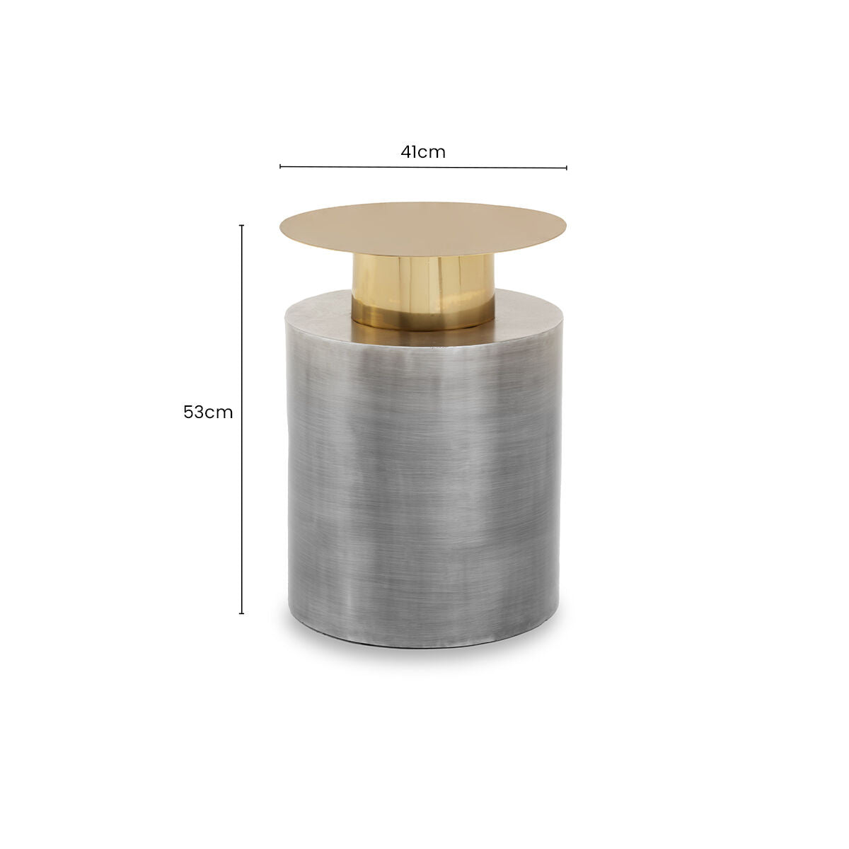 Grey Metal Straight Base Accent Table with Warm Metallic Gold Top