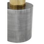 Grey Metal Straight Base Accent Table with Warm Metallic Gold Top