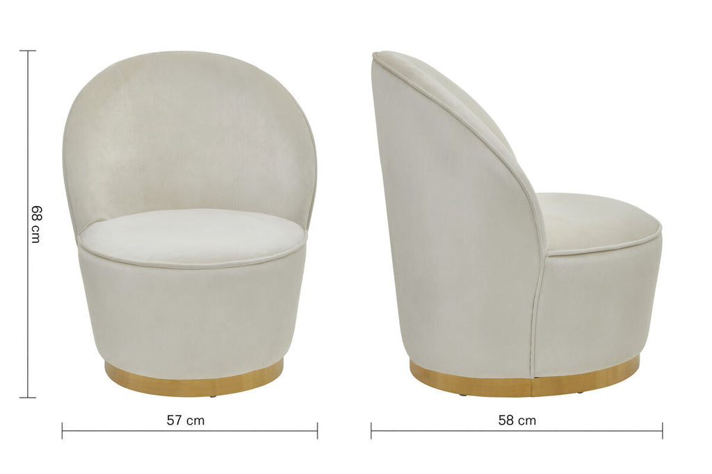 Cream Velvet Gold Base Chair