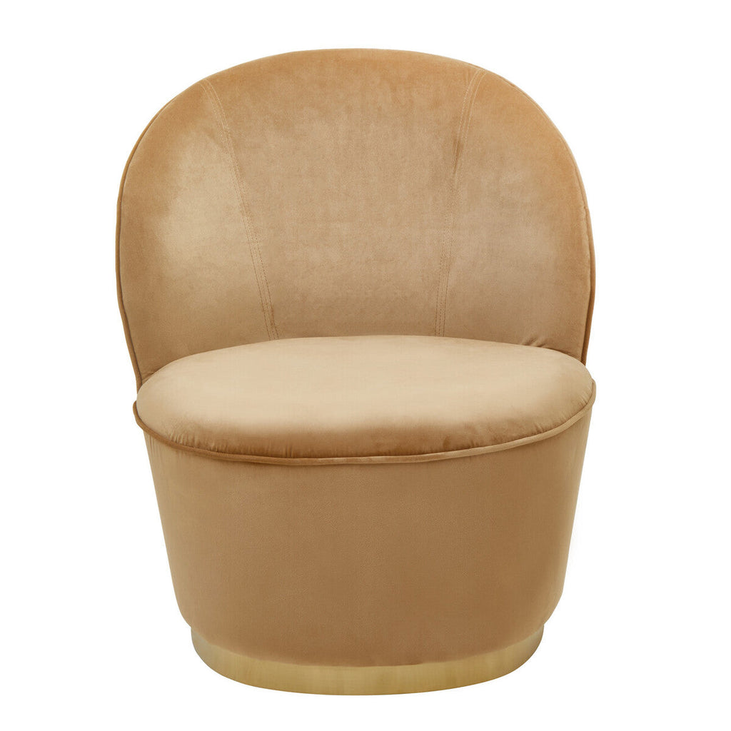 Gold Beige Velvet Chair with Gold Base