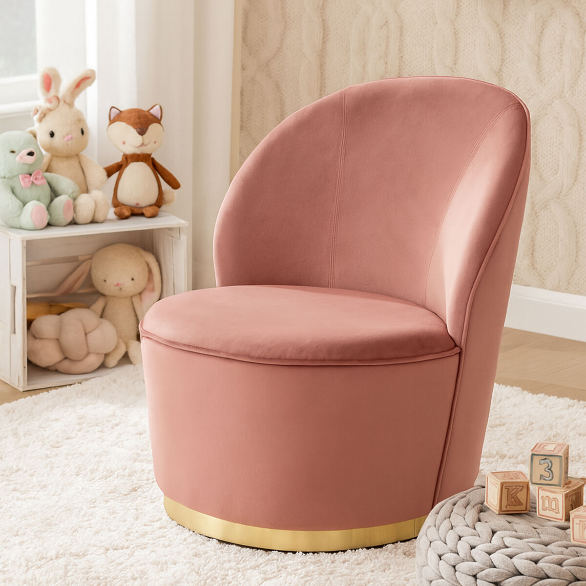 Dusty Pink Velvet Gold Base Chair