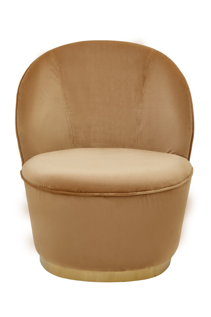 Beige Velvet Chair with Gold Finish Base