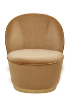 Beige Velvet Chair with Gold Finish Base