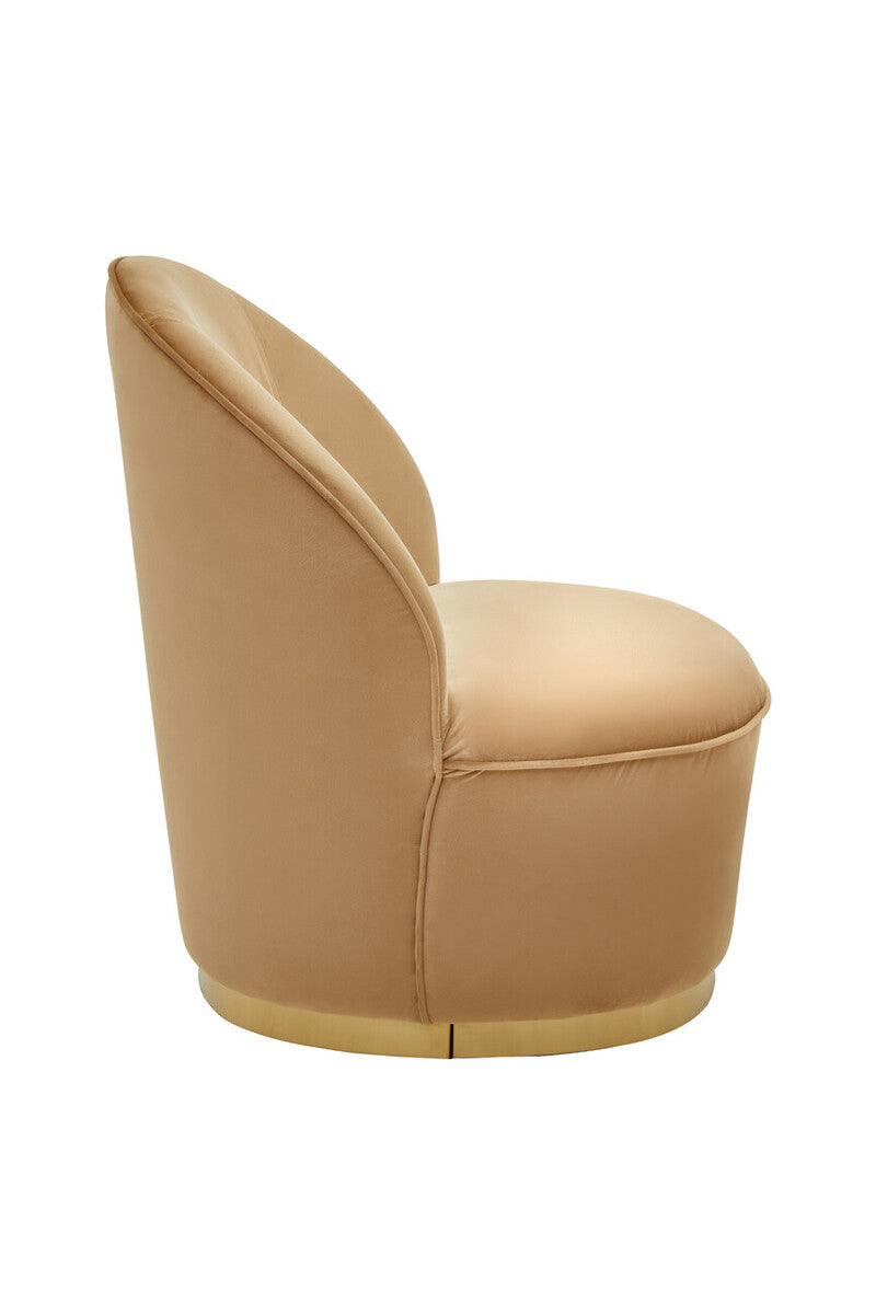 Beige Velvet Chair with Gold Finish Base