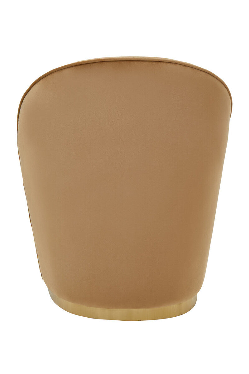 Beige Velvet Chair with Gold Finish Base
