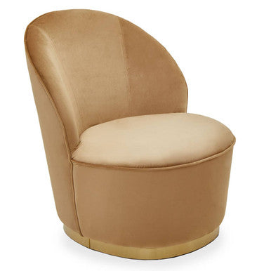 Beige Velvet Chair with Gold Finish Base