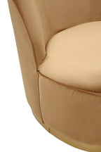 Beige Velvet Chair with Gold Finish Base