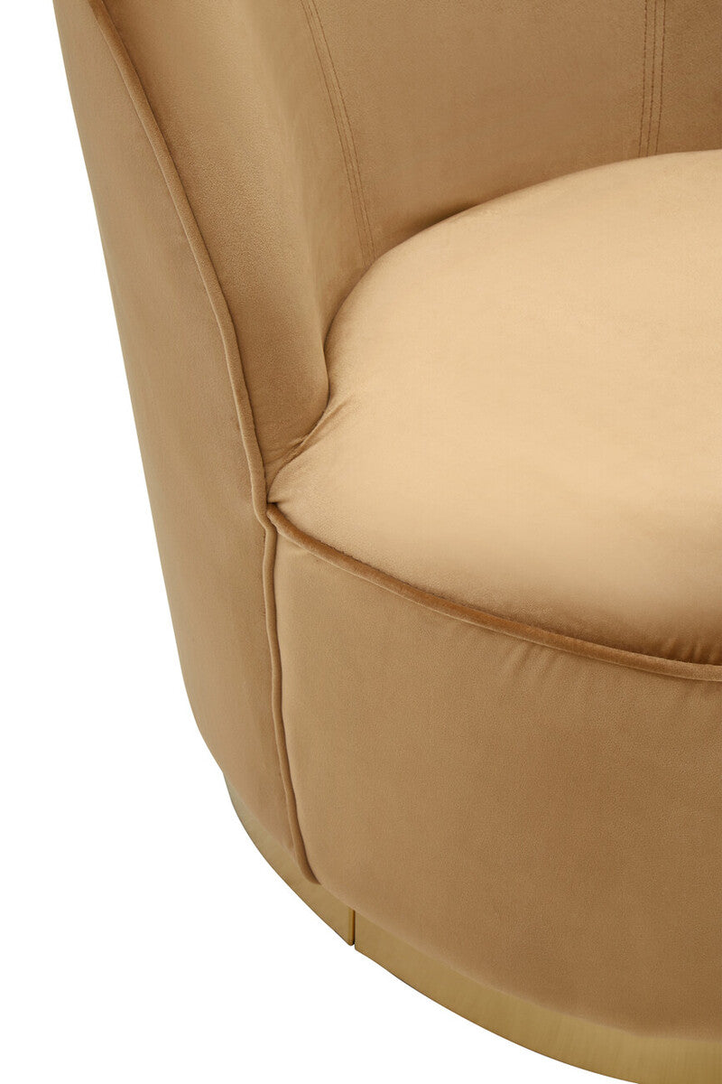 Beige Velvet Chair with Gold Finish Base