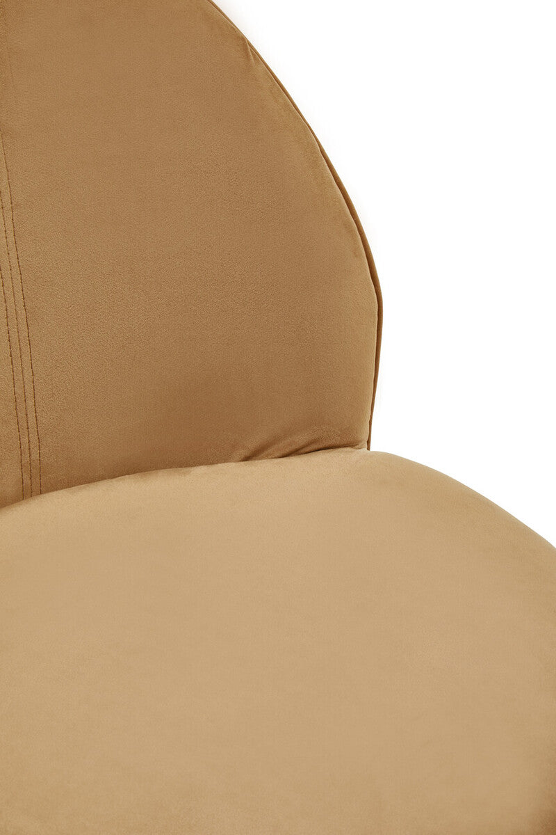 Beige Velvet Chair with Gold Finish Base