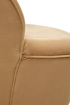 Beige Velvet Chair with Gold Finish Base