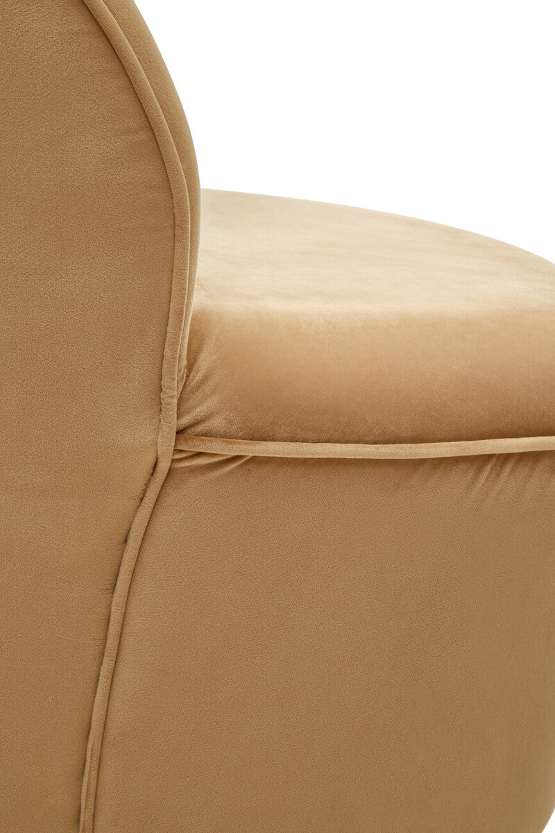 Beige Velvet Chair with Gold Finish Base