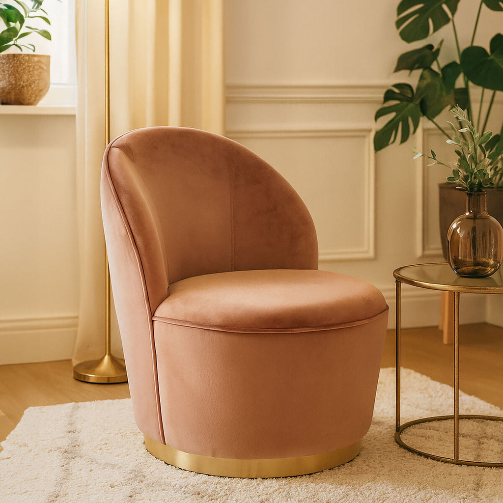 Dusty Pink Velvet Chair with Gold Finish Base