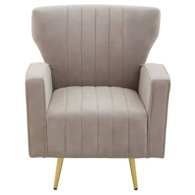 Mink Velvet Armchair with Gold Finish Legs