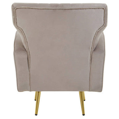 Mink Velvet Armchair with Gold Finish Legs