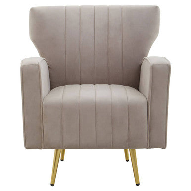Mink Velvet Armchair with Gold Finish Legs